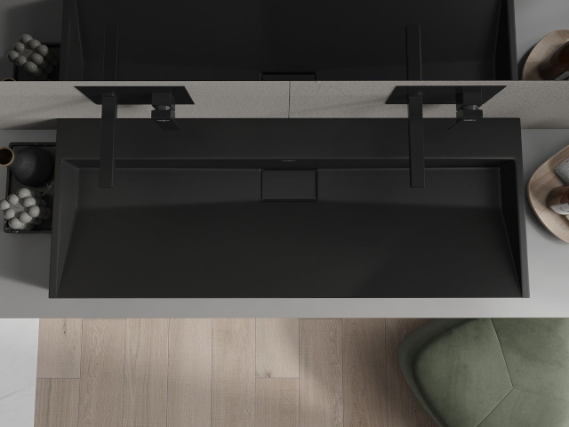 Mosdó beépített csaptelepekkel