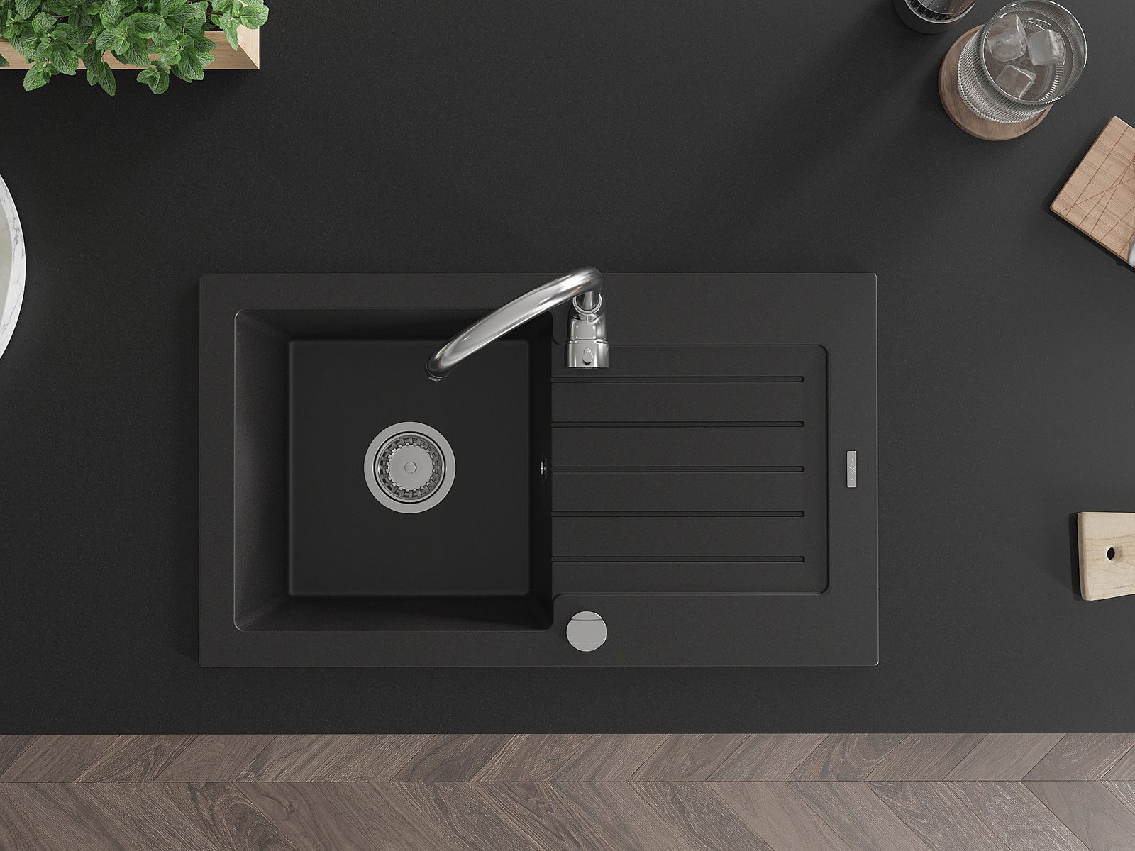 Egymedencés mosogató csepegtetővel