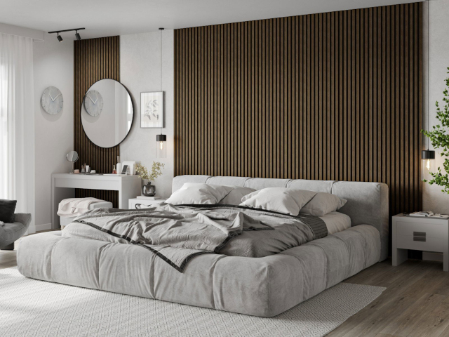 Hálószoba Mexen dió lamellákkal