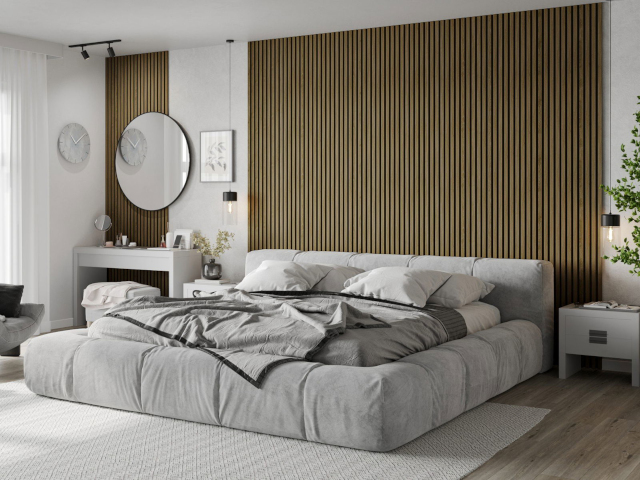 tölgy kültéri lamellák a hálószobában