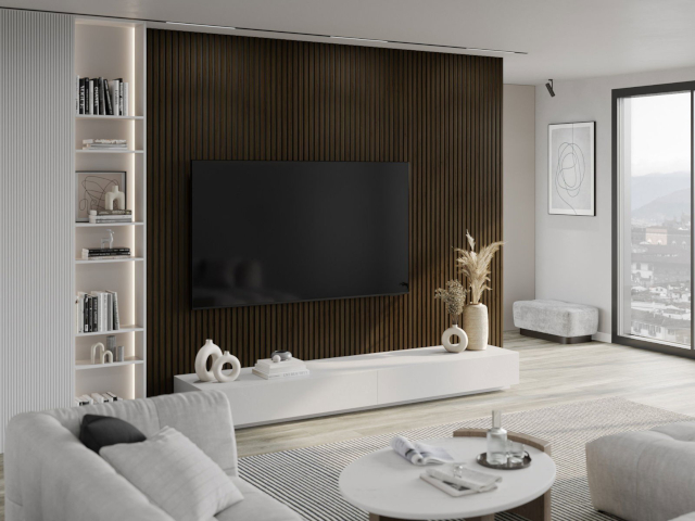 Wenge fali burkolatok a nappaliban