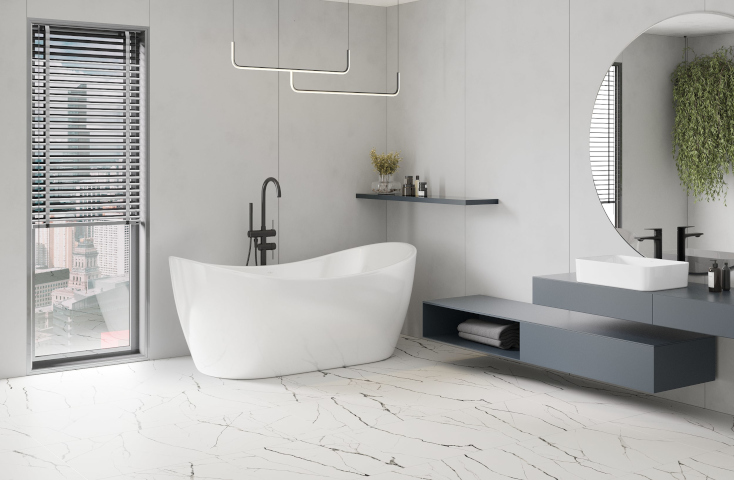 Márvány greszlapok a fürdőszobában