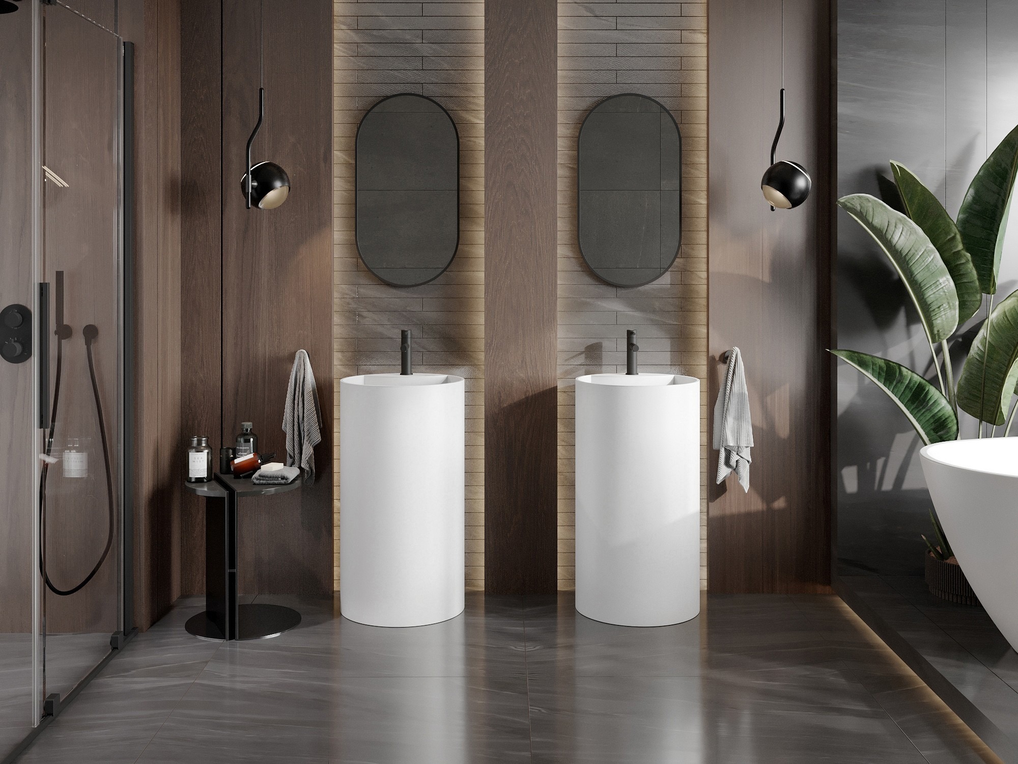 Fa kiegészítők a boho stílusú fürdőszobában