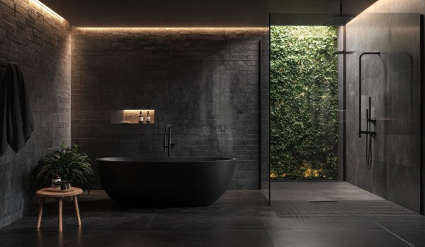 Modern sötét fürdőszoba - hogyan alkossunk belső teret nyomasztó hatás nélkül?