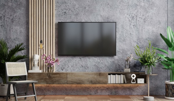 Lécek a TV zóna elrendezésében — ötlet egy modern nappalihoz